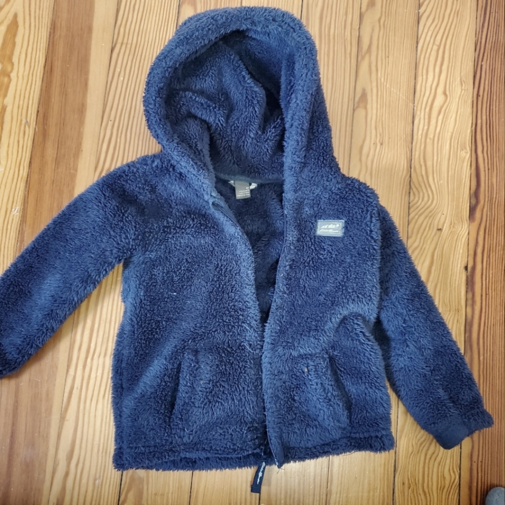 Eddie Bauer Navy fleece hooded jacket 3 t